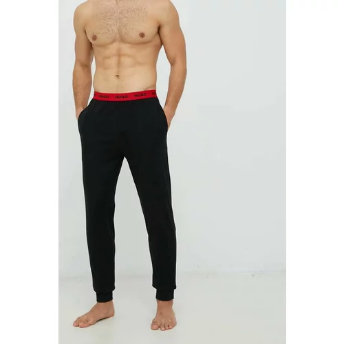Hugo Dugi doljnji dio pidžame za muškarce, boja: crna, glatka
