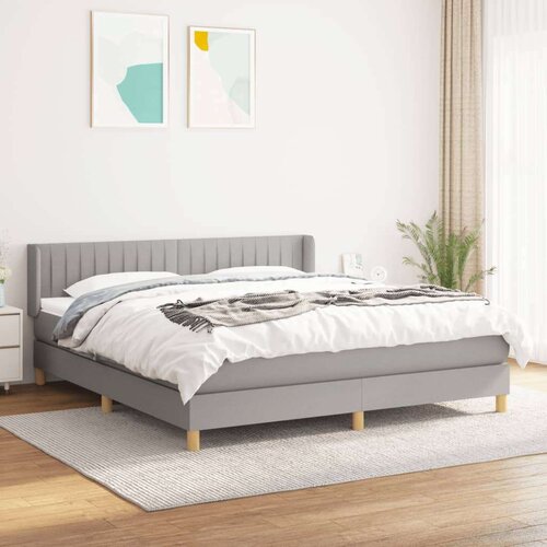  Box spring postelja z vzmetnico svetlo siva 180x200 cm blago, (20790996) Slike