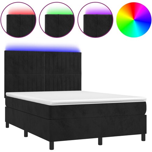 Maison Chic Box spring postelja - Vzmetna postelja z vzmetnico LED črna 140x200 cm žamet SL15917, (21895900) Cene