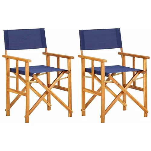  Redateljske stolice 2 kom od masivnog bagremovog drva plave