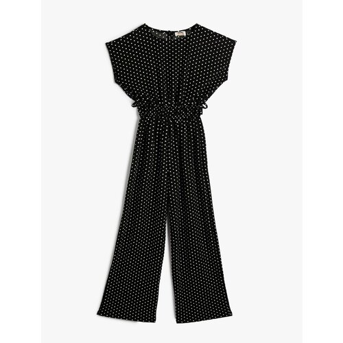 Koton Polka Dot Jumpsuit Round Neck Pleated Waist Slike