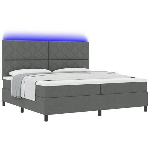 vidaXL Postelja z vzmetnico in LED temno siva 200x200 cm tkanina, (22083815) Cene