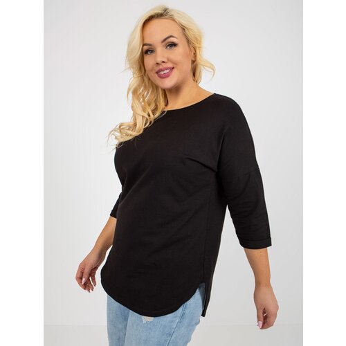Fashion Hunters Black Plus Size Plus Size Basic Blouse with 3/4 Sleeves Slike