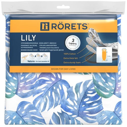 R&amp;ouml;rets Industrier Prevleka za likalno desko Lily R&amp;ouml;rets, 32&amp;times;112 cm, 3‑slojna prevleka z ježkom in sponkami, bombaž Oeko‑Tex., (5000167947) Slike