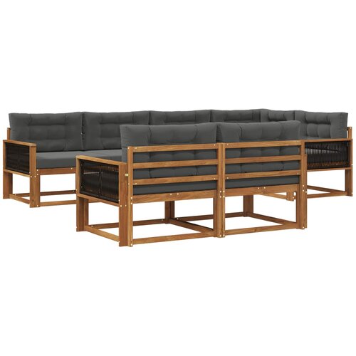 vidaXL Zunanja garnitura za sedenje 7 pcs Naravna in antracitna, (5000281952) Cene