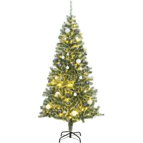vidaXL Umetna novoletna jelka 300 LED diod, bunkice in sneg 180 cm Cene