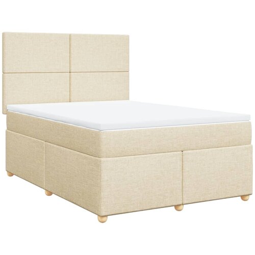 vidaXL Box spring postelja z vzmetnico krem 140x190 cm blago, (21305709) Cene