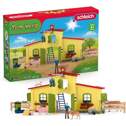 Schleich Farm World 42605 Gro&amp;szlig;er Stall m.Tieren u. Zubeh&amp;ouml;r Slike