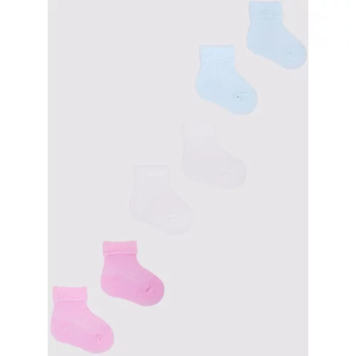 Yoclub Kids's Baby Girls' Turn Cuff Cotton Socks 3-Pack SKA-0009G-0000-001