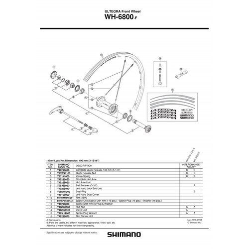 Shimano točak WH6800F prednji levi Y49298040 Slike