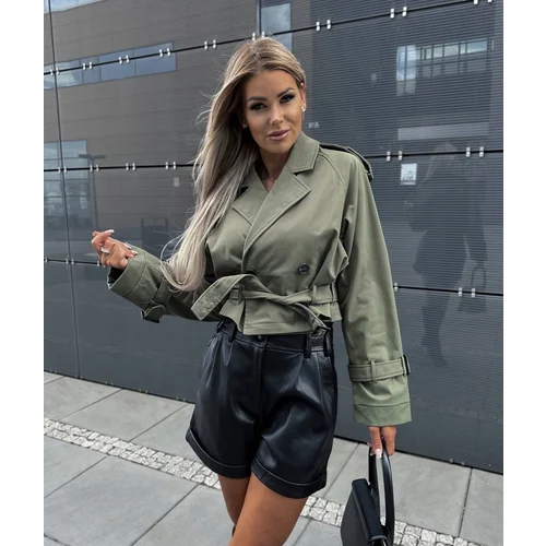 Beloved Lindsy trench crop jakna olivna