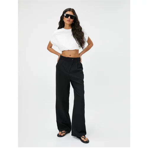 Koton Palazzo Trousers Button Detailed High Waist