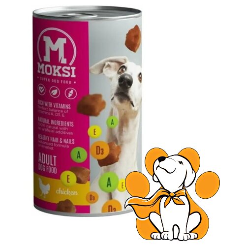 Moksi Moski Adult Dog Chicken 1240g, Vlažna Hrana Za Pse Bogata Piletinom Slike