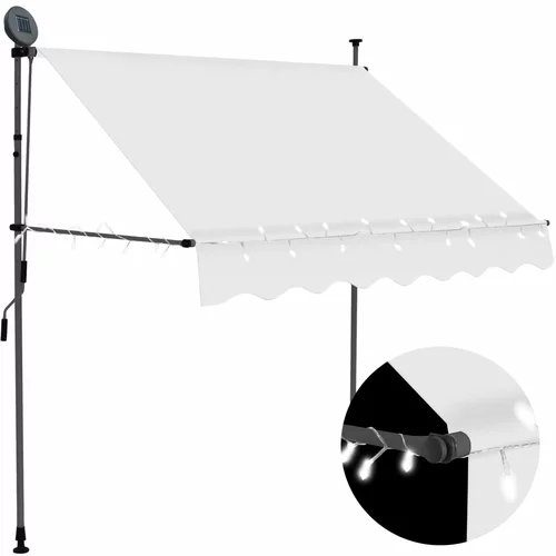 vidaXL Ročno zložljiva tenda z LED lučmi 100 cm krem