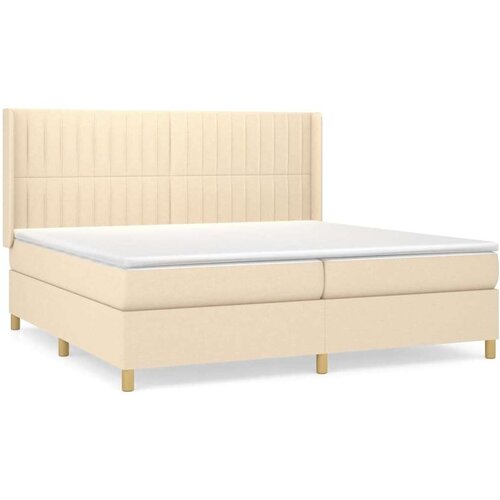  Krevet s oprugama i madracem krem 200 x 200 cm od tkanine Slike