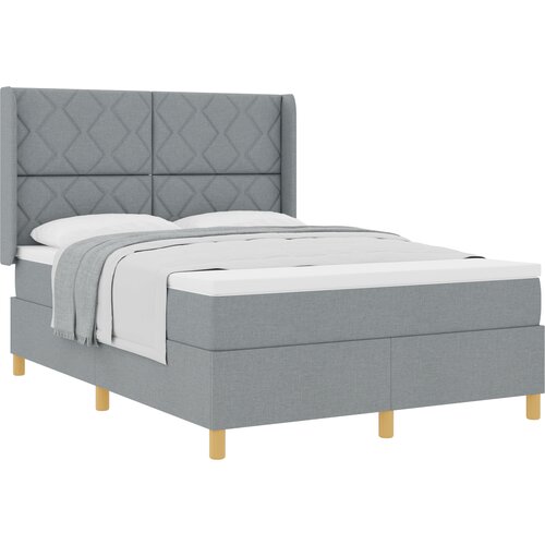 vidaXL Box Spring postelja z vzmetnico svetlo siva 140x200 cm tkanina, (22050537) Cene