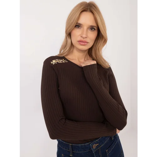 Fashionhunters Dark brown blouse with long sleeves