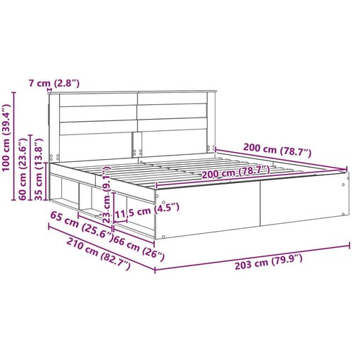  Okvir za krevet Sonoma 200 x 200 cm Čvrsto borovo drvo Slike