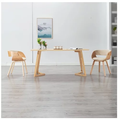  Jedilni stol krem ukrivljen les in umetno usnje
