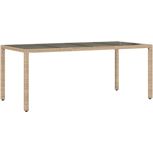  9-dijelni vrtni blagovaonski set s jastucima poliratan i staklo Bež 190 x 90 x 75 cm Slike
