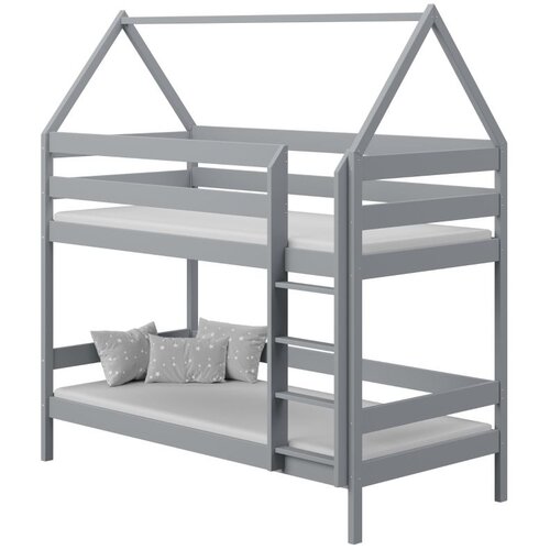 Molarem Home Drveni dječji krevet na kat Domek - sivi - 180x80 cm - Bez ladice Cijene