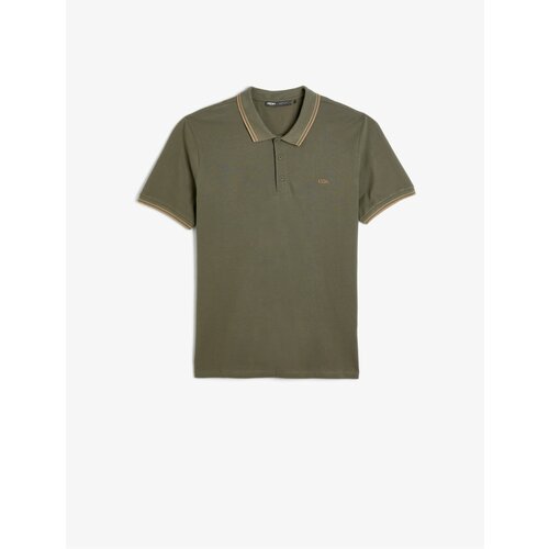 Koton Polo Neck T-Shirt Buttoned Short Sleeves Slogan Piping Cene