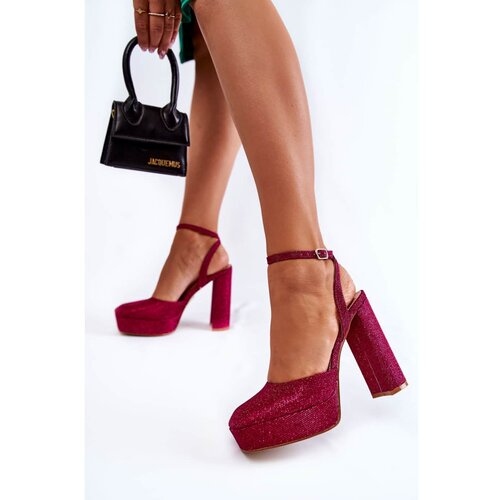 Kesi Women's Sandals Glitter On a Heel Dark pink Rosel Slike