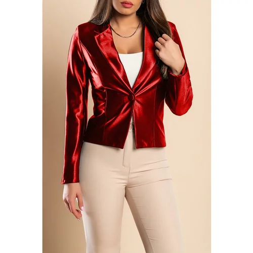 Fenzy eleganten blazer iz imitacije satena, rdeč