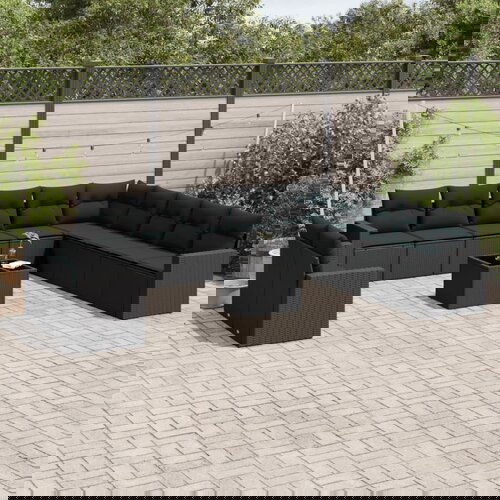 vidaXL 12-dijelni set vrtnih sofa od poliratana s jastucima crni Cijene