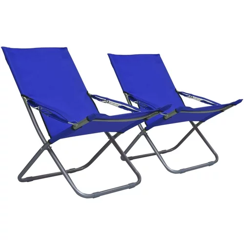  zložljivi stoli za na plažo 2 kosa iz blaga modri
