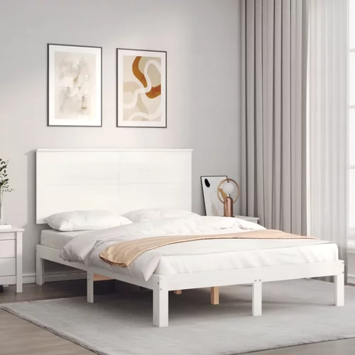  Okvir kreveta s uzglavljem bijeli 120 x 200 cm od masivnog drva