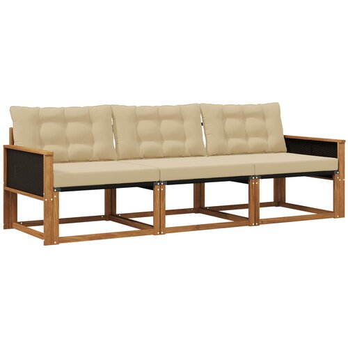 vidaXL Zunanja garnitura za sedenje z blazino 3 pcs Naravna in bež, (5000272876) Cene