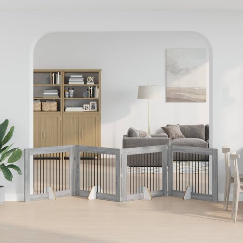  Vrata za pse s postoljem 4 pcs Siva sonoma 100 x 80 cm Slike