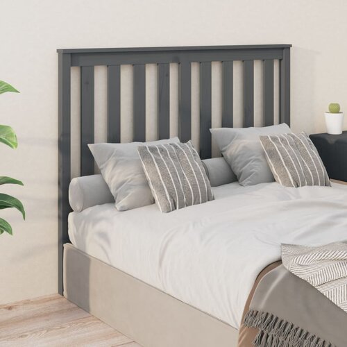 VidaXL Posteljno vzglavje sivo 126x6x101 cm trdna borovina Slike