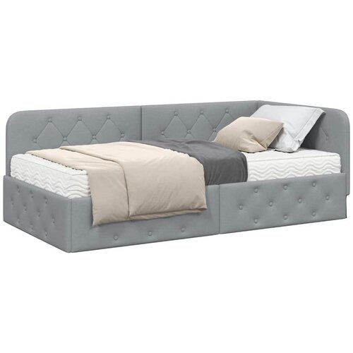  Kutni okvir kreveta Svijetlo siva 100 x 200 cm tkanina Slike