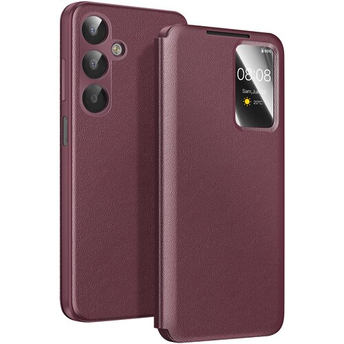 AVIZAR Ovitek za Galaxy A17 z oknom Smart View in držalom za kartice, Bordeaux, (5000189467) Cene