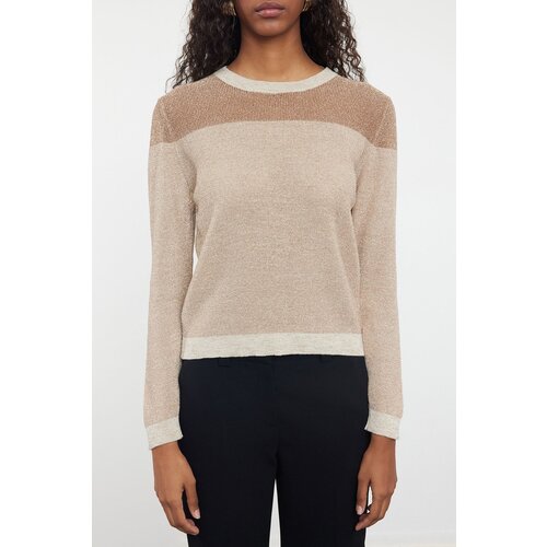 Trendyol Mink Glitter Transparent Knitwear Sweater Slike
