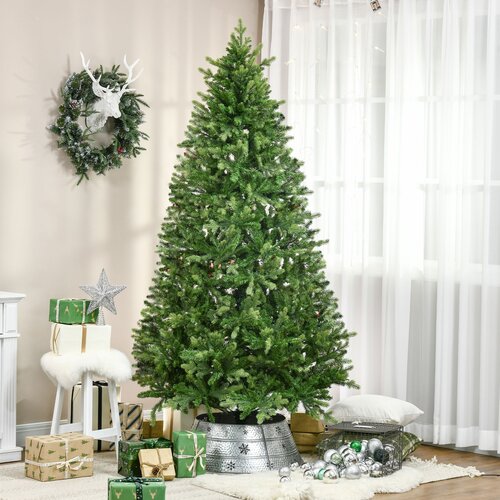 HOMCOM Umetno in ognjevarno božično drevo za notranjo uporabo z 2056 vejami in kovinsko podlago, PE in PVC, &amp;Phi;124 x228 cm, zelena, (20756613) Slike