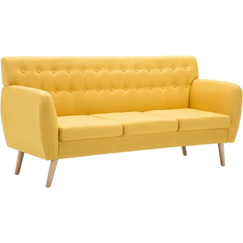 Maison Chic kavč - Sofa - Kanape trosed z oblogo iz blaga 172x70x82 cm rumene barve, (21727867) Cene