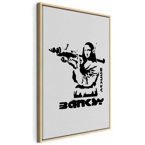  Slika - Contrast Duel (1-part) - Banksy on Mural with Mona Lisa 40x60 U prirodnom drvenom okviru Cene