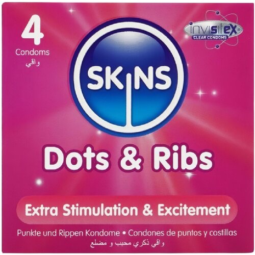 Skins rebrasti i točkasti kondomi (4 kom) Slike