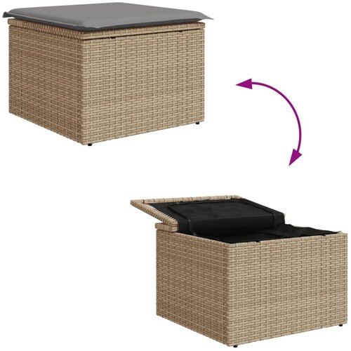  Vrtni tabure s jastukom bež 55 x 55 x 37 cm od poliratana Slike