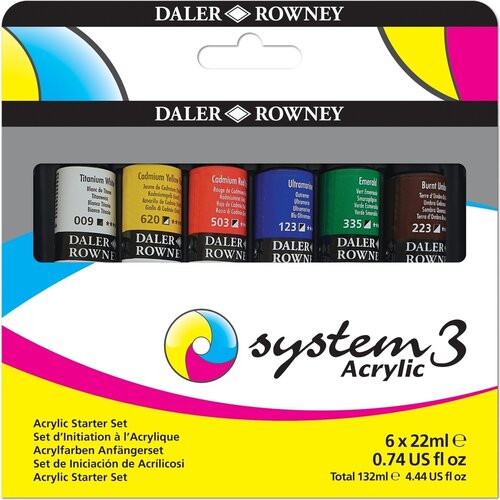 DALER ROWNEY Set akrilnih barv System 3, &amp;quot;Starter set&amp;quot; 6x22ml, (20615092) Slike