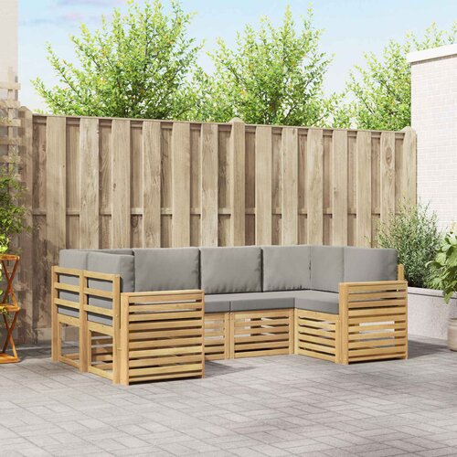  Set vanjskih sofa 6 kom. Bijela i svjetlosiva Poliester Smeđa 245 x 132,5 x 73 cm Slike