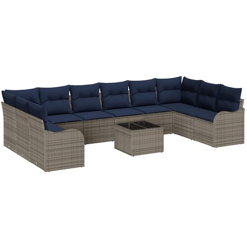 vidaXL Kavčna garnitura z blazino 11 pcs Siva Poliester, (5000085040) Cene