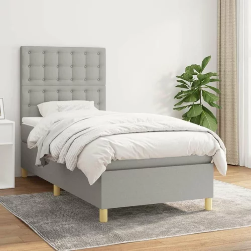  Box spring postelja z vzmetnico svetlo siva 90x200 cm blago, (20790490)