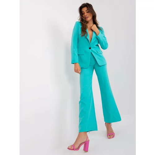 Fashion Hunters Turquoise elegant blazer with button closure
