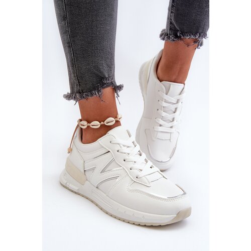 FB2 Women's White Faux Leather Sneakers Kaimans Cijene