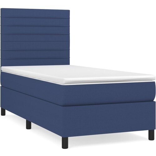  Box spring postelja z vzmetnico moder 90x200 cm blago Cene