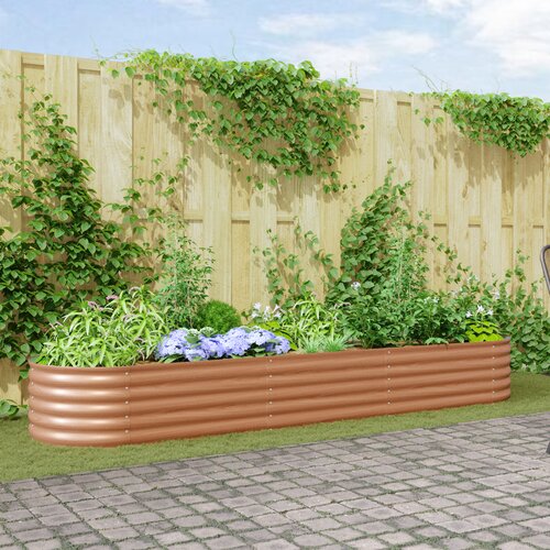 vidaXL Povišeni vrtni krevet smeđi s drvenim izgledom 320x80x44 cm čelik Cijene